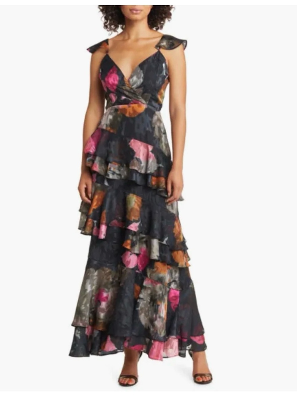 Hutch Black Floral Miah Dress Maxi Layered Sleeveless Cruise Resort Women’s US 6